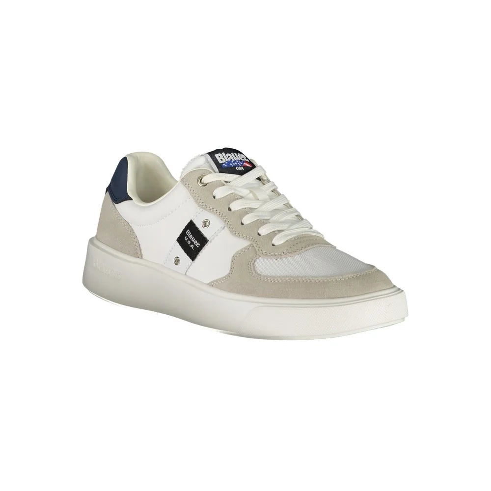 Blauer White Leather Men Sneaker