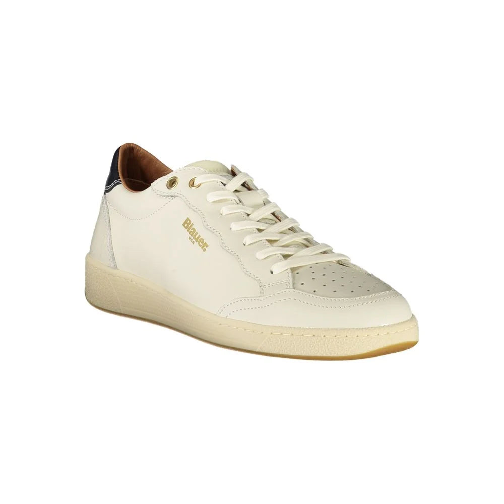 Blauer White Leather Men Sneaker - Sneakers