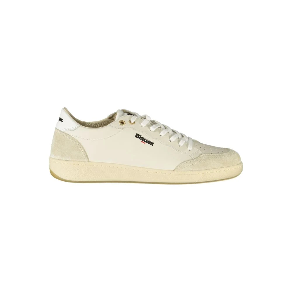Blauer White Leather Men Sneaker - Sneakers