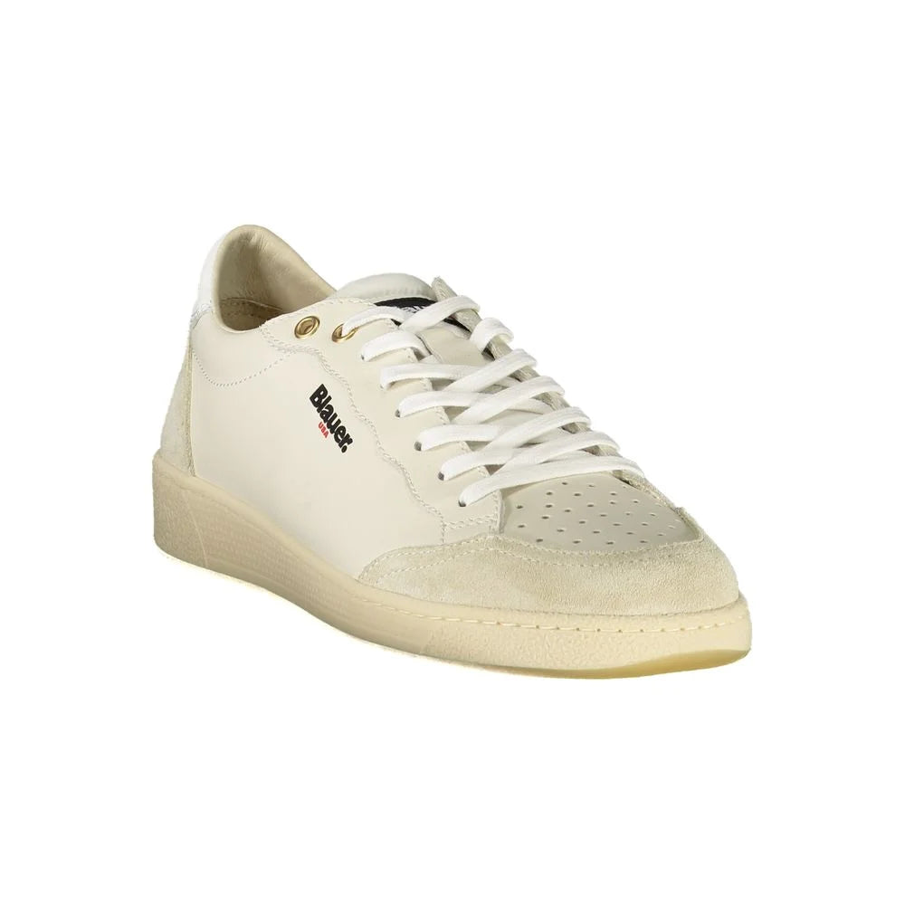 Blauer White Leather Men Sneaker - Sneakers
