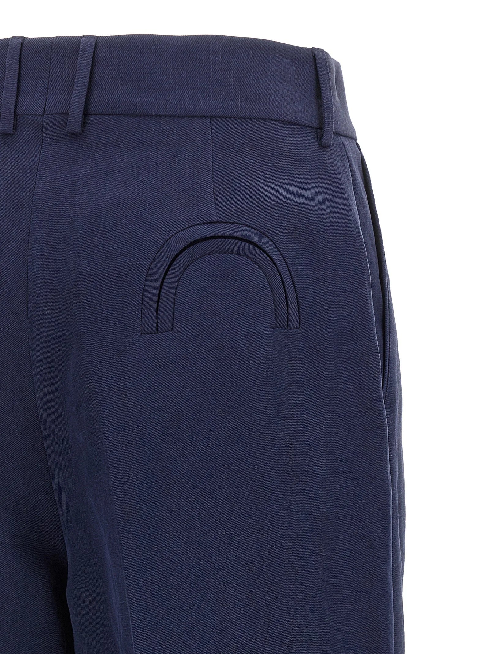 Blazé Milano Blue Linen Casual Pants - 1