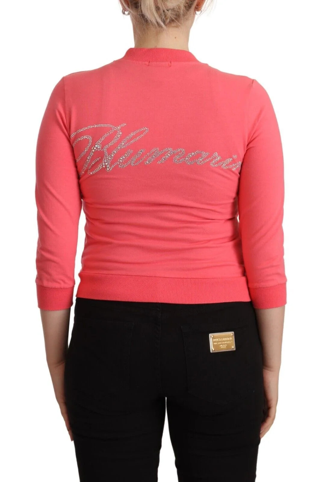 Blumarine Pink 3/4 Sleeve Zip Embellished Sweater - IT40|S - Cardigans
