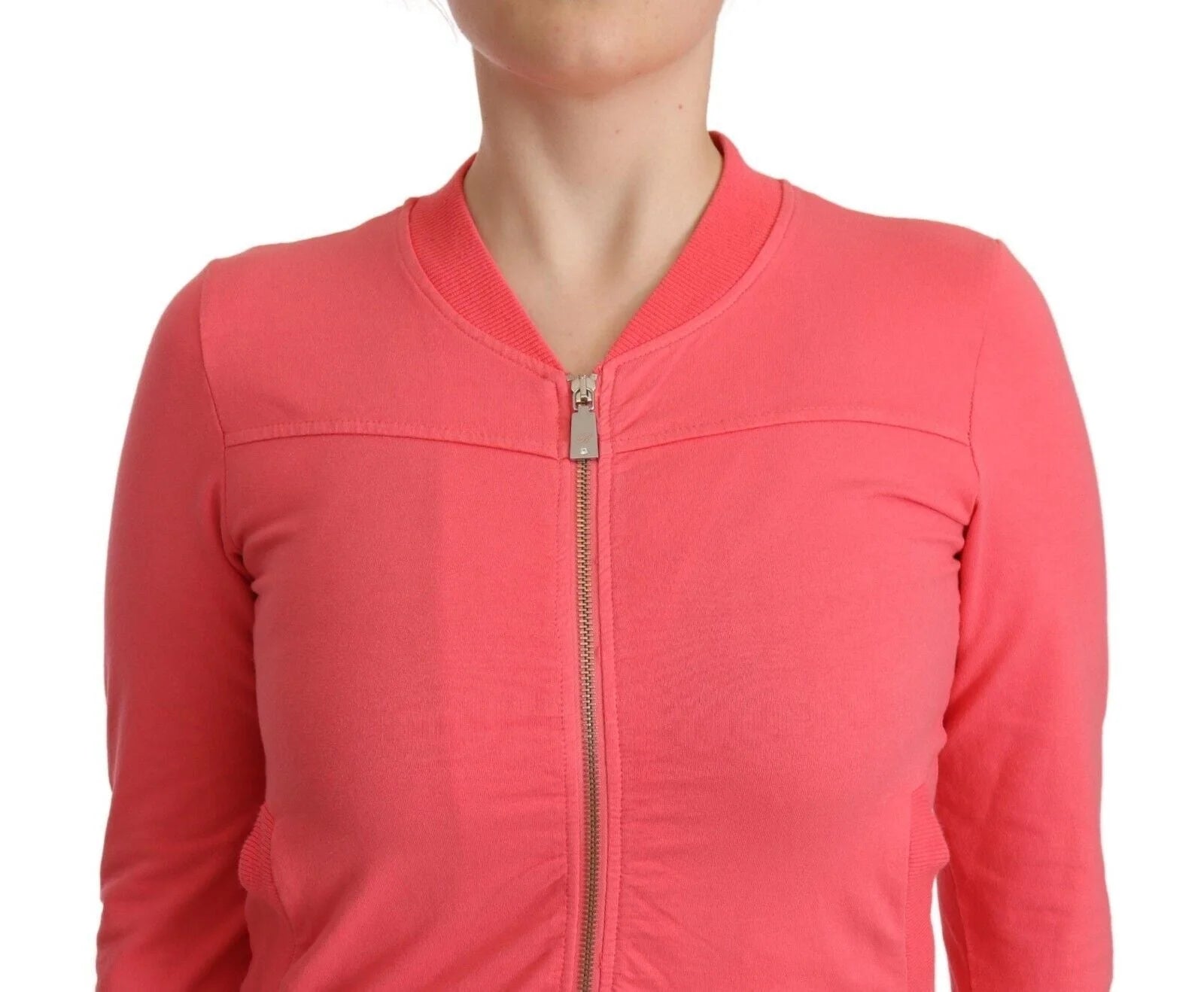 Blumarine Pink 3/4 Sleeve Zip Embellished Sweater - IT40|S - Cardigans