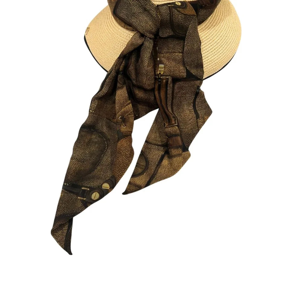 Borbonese Beige Papier Women Hat With Scarf - UNI