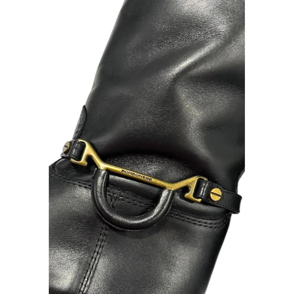 Borbonese Black Leather Women Boot