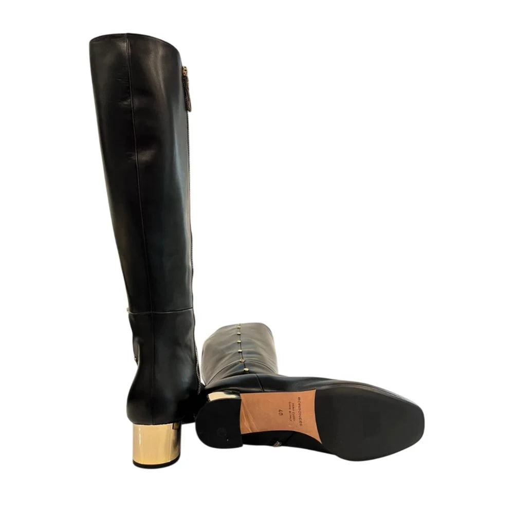 Borbonese Black Leather Women Boot - EU40/US10