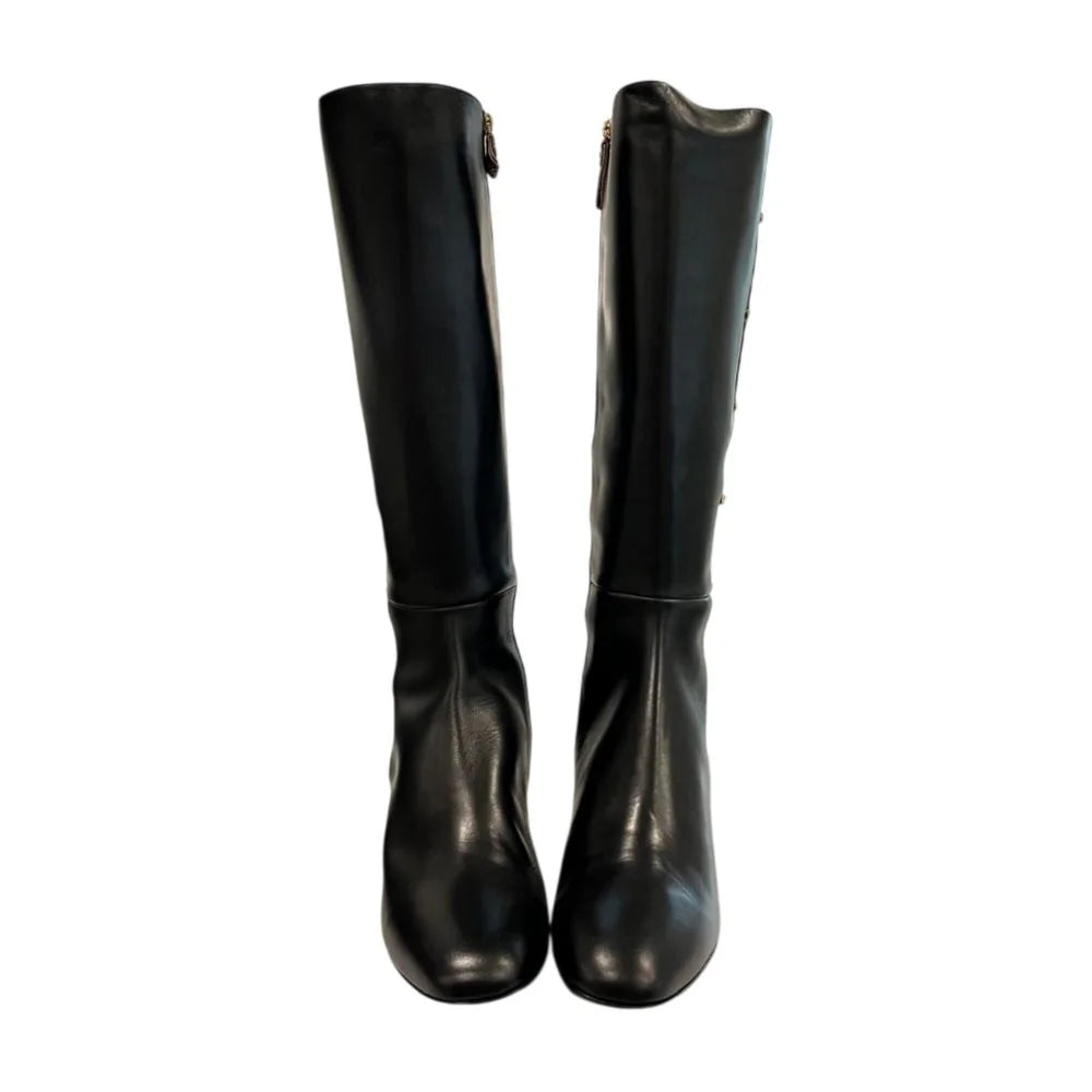 Borbonese Black Leather Women Boot - EU40/US10