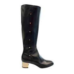 Borbonese Black Leather Women Boot - EU40/US10