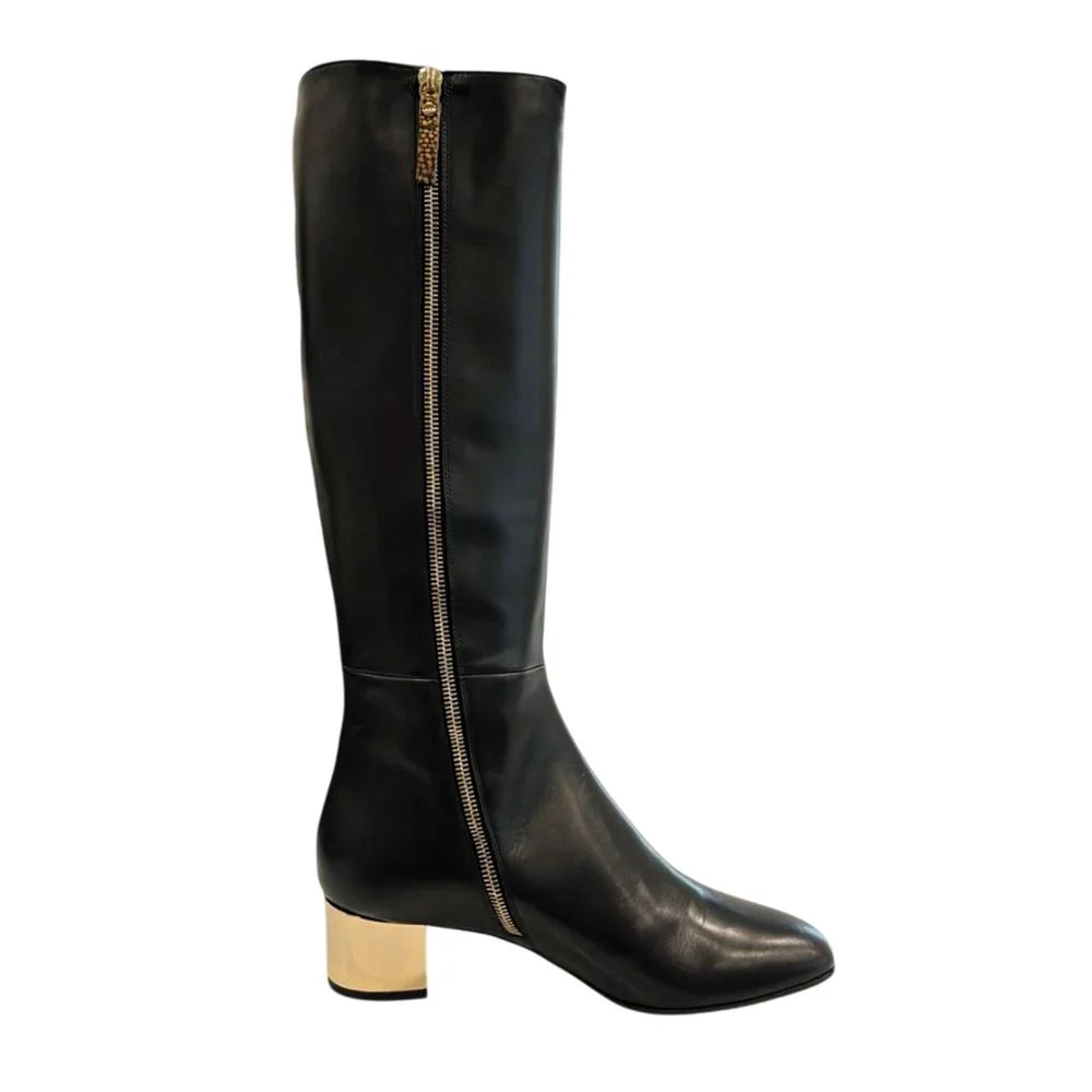 Borbonese Black Leather Women Boot - EU40/US10