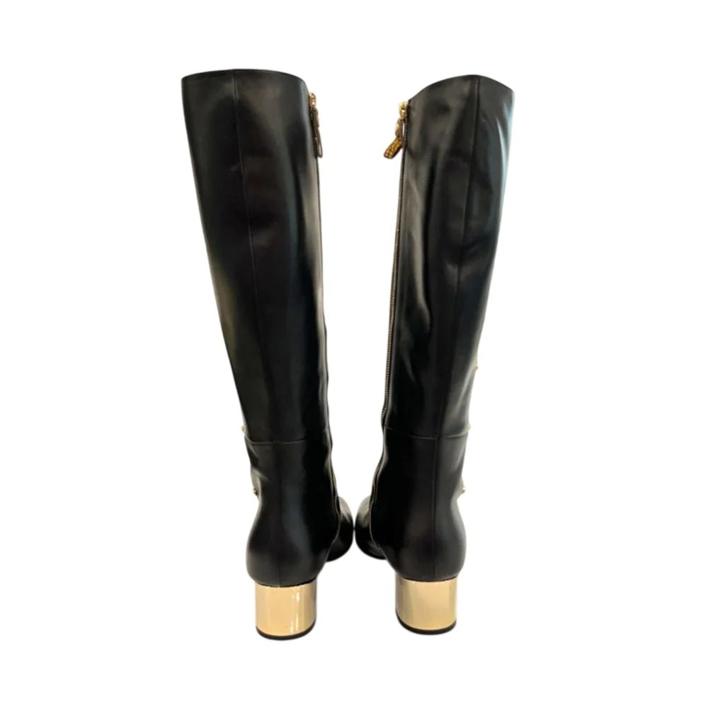 Borbonese Black Leather Women Boot - EU40/US10