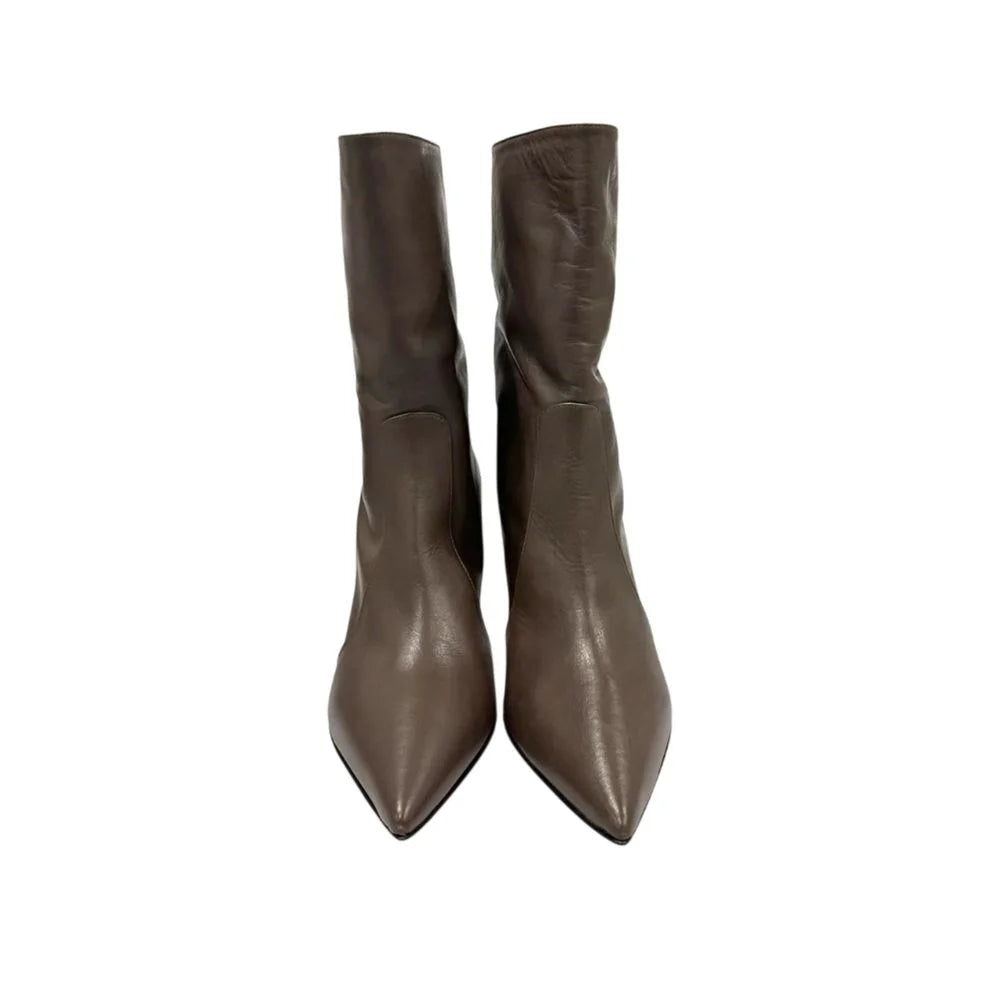 Borbonese Brown Leather Women Boot - EU37/US7