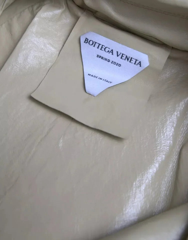 Bottega Veneta Beige Lambskin Leather Trench Coat Jacket - Trench Coats