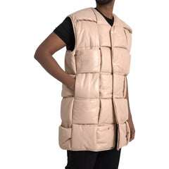 Bottega Veneta Beige Quilted Sleeveless Calf Leather Jacket - Vests