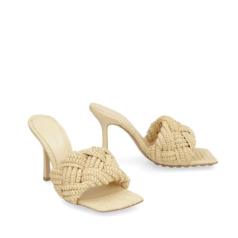 Bottega Veneta Beige Raffia Mules - EU39.5/US9.5