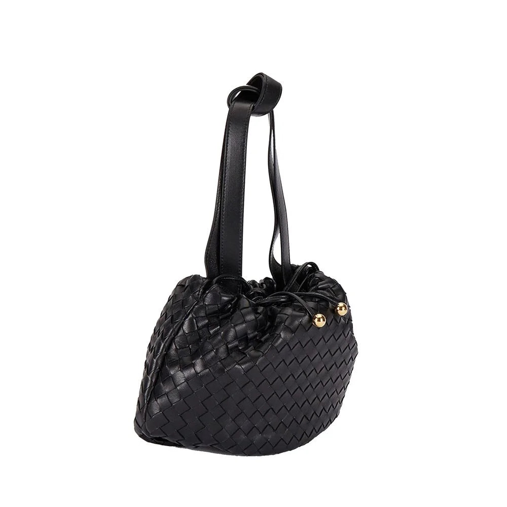 Bottega Veneta Black Lamb Leather Backet Bag