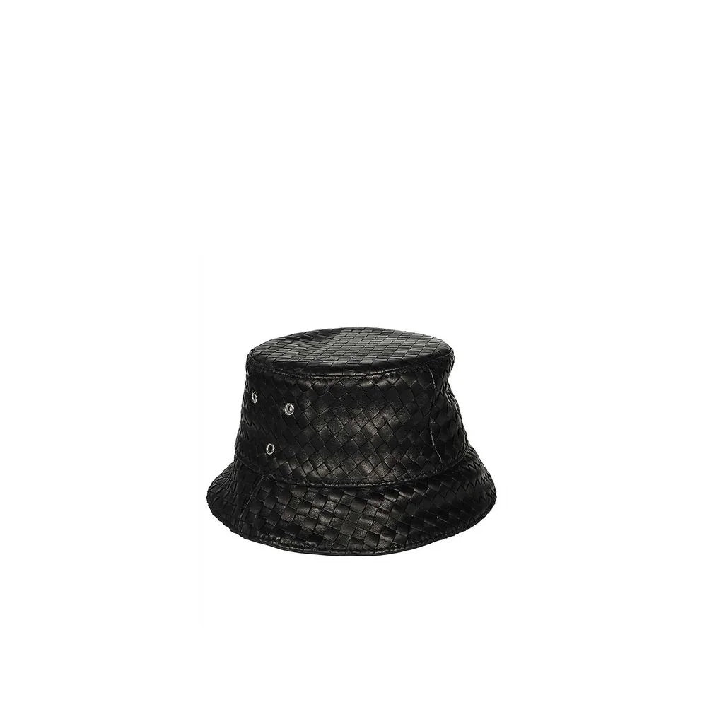 Bottega Veneta Black Lamb Leather Bucket Hat - UNI
