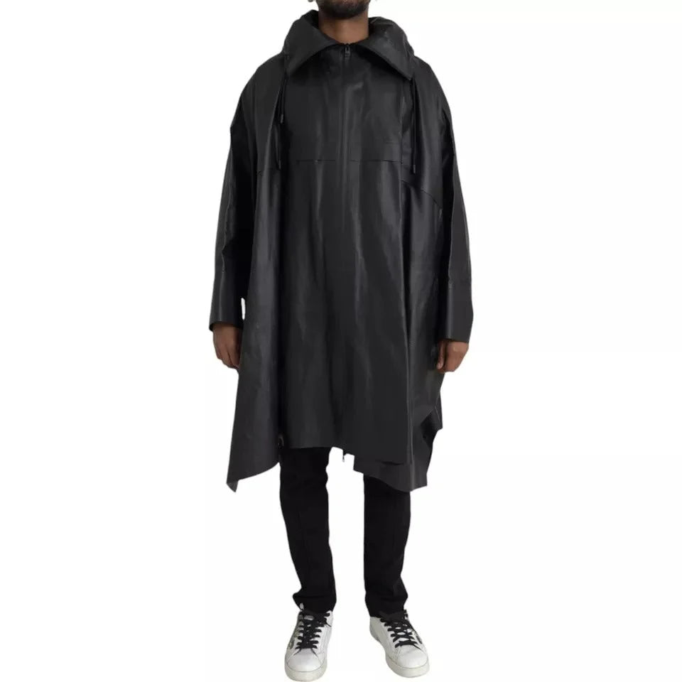 Bottega Veneta Black Leather Hooded Men Trenchcoat Jacket - IT48 | M - Trench Coats