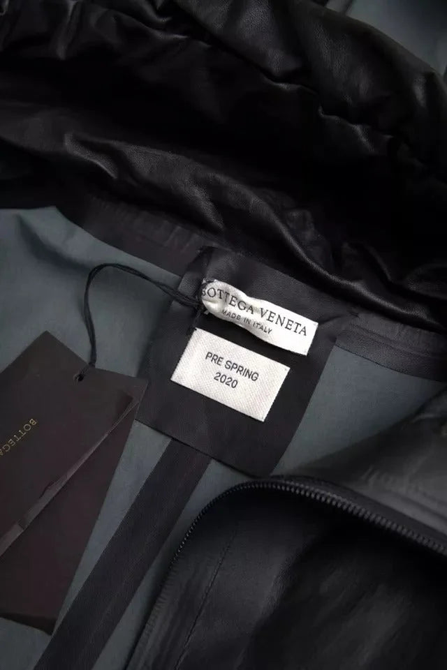 Bottega Veneta Black Leather Hooded Men Trenchcoat Jacket - IT48 | M - Trench Coats