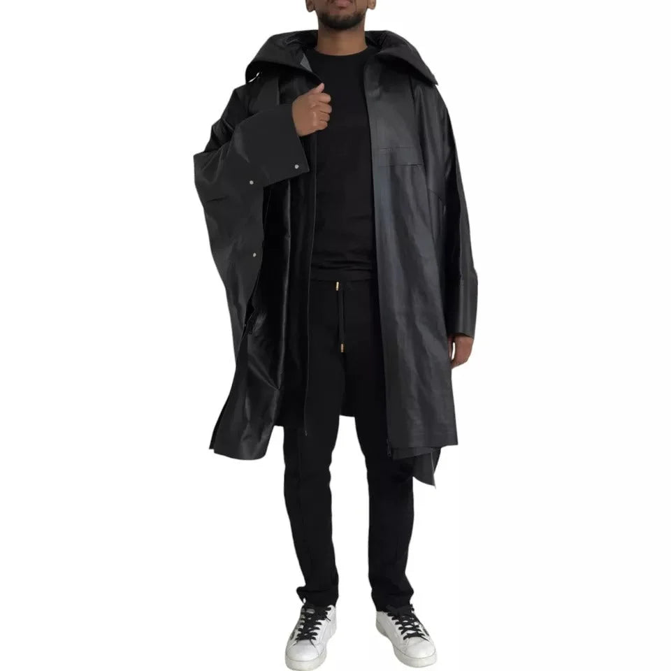 Bottega Veneta Black Leather Hooded Men Trenchcoat Jacket - IT48 | M - Trench Coats