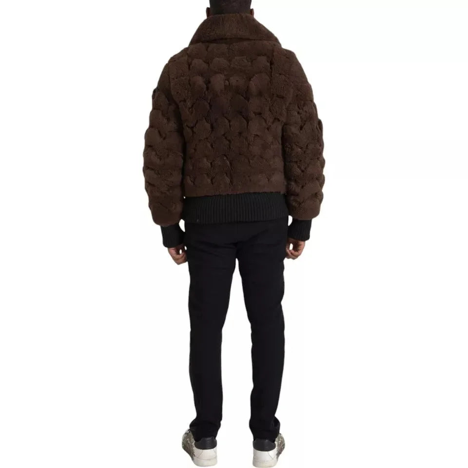 Manteau veste en fourrure d'agneau marron Bottega Veneta