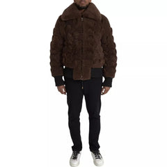 Manteau veste en fourrure d'agneau marron Bottega Veneta