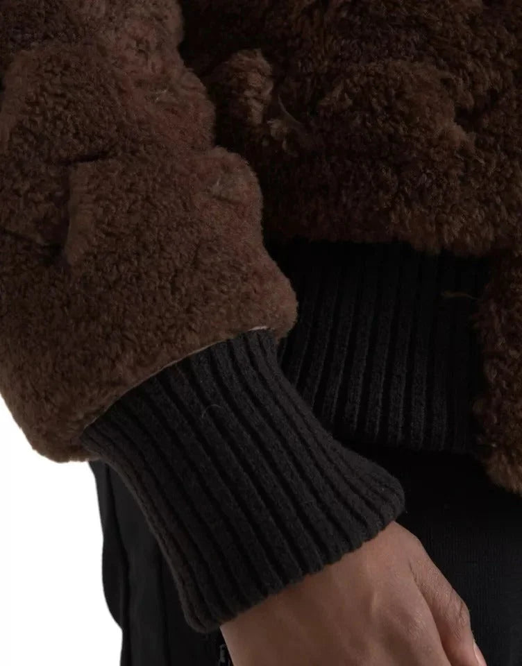 Manteau veste en fourrure d'agneau marron Bottega Veneta