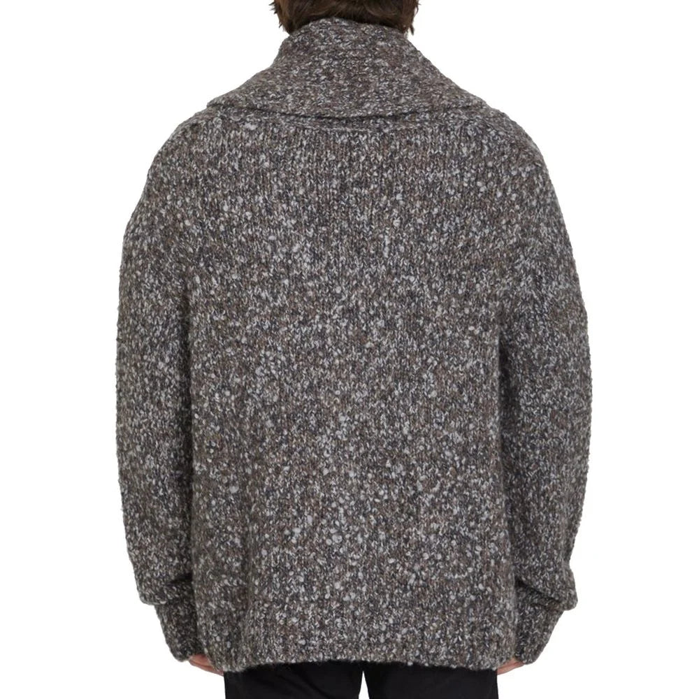 Bottega Veneta Gray Alpaca Leather Cardigan - S