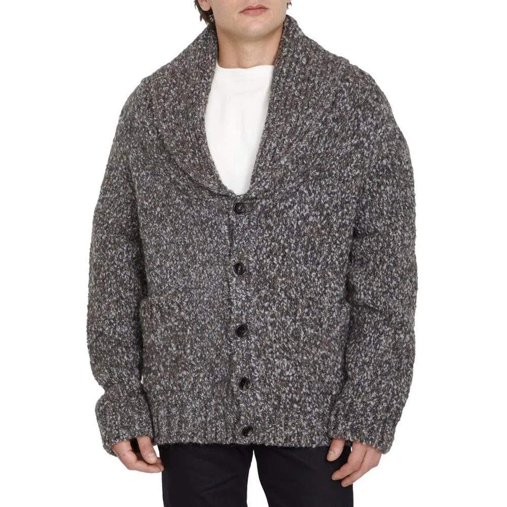 Bottega Veneta Gray Alpaca Leather Cardigan - S