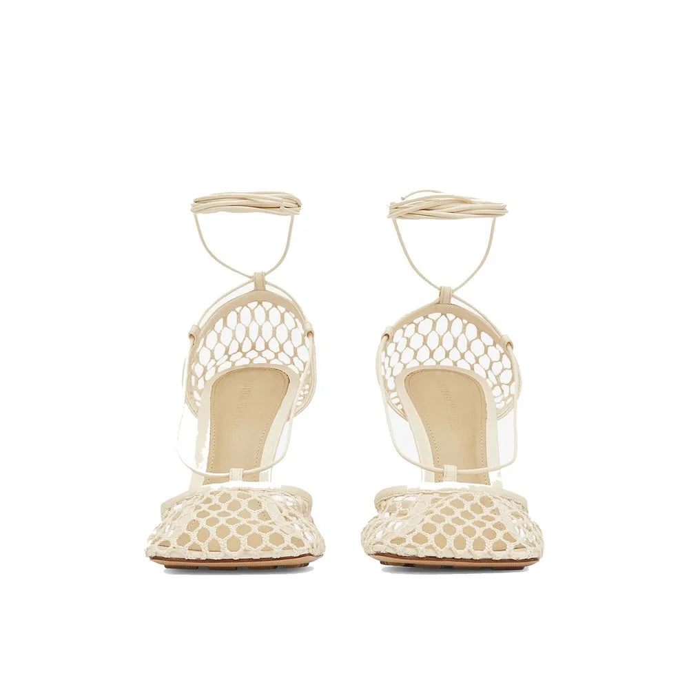 Bottega Veneta White Fabric High Heel Pumps