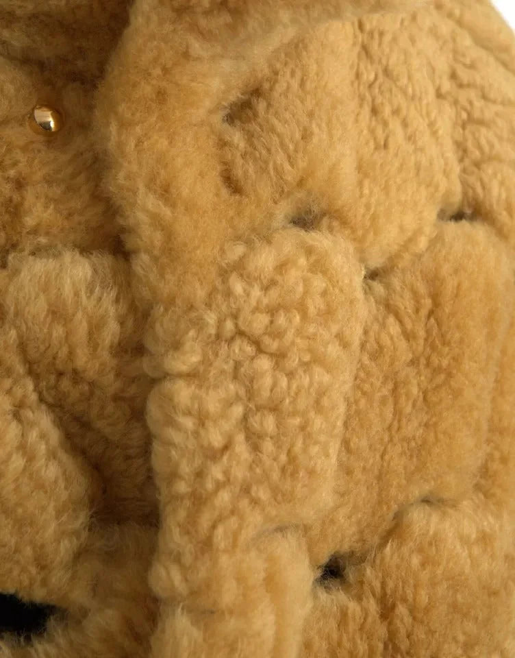 Bottega Veneta Yellow Wool Long Teddy Coat Jacket - Overcoats