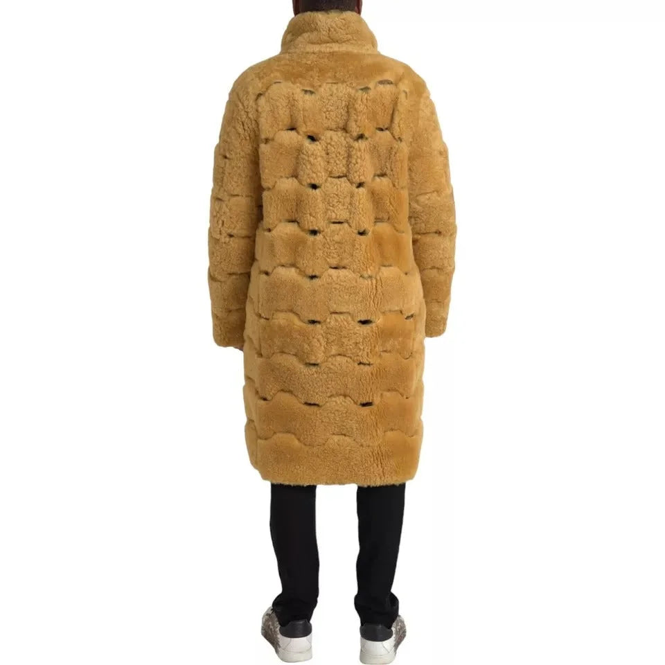 Bottega Veneta Yellow Wool Long Teddy Coat Jacket - Overcoats