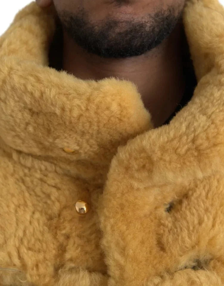 Bottega Veneta Yellow Wool Long Teddy Coat Jacket - Overcoats