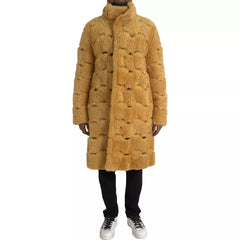 Bottega Veneta Yellow Wool Long Teddy Coat Jacket - Overcoats