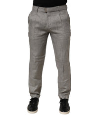 Briglia 1949 Gray Mid Waist Dress Formal Skinny Men Pants - IT48 | M - Trousers