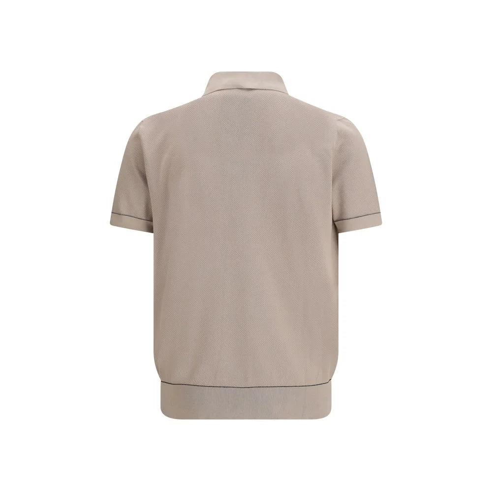 Brioni Beige Cotton Polo Shirt