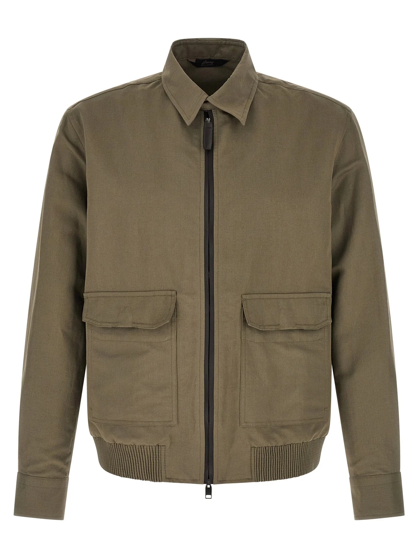 Brioni Bicolor Linen Full-Length Jacket