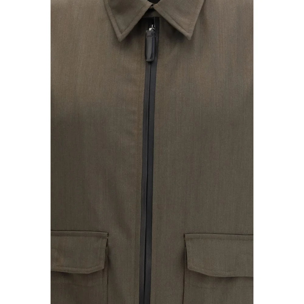 Brioni Bicolor Wool Full-Length Jacket