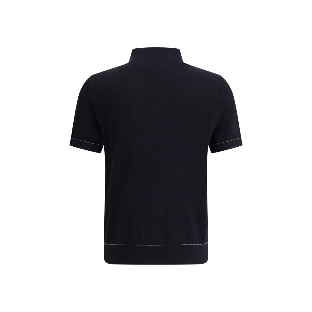 Brioni Black Cotton Polo Shirt - IT56 | 3XL