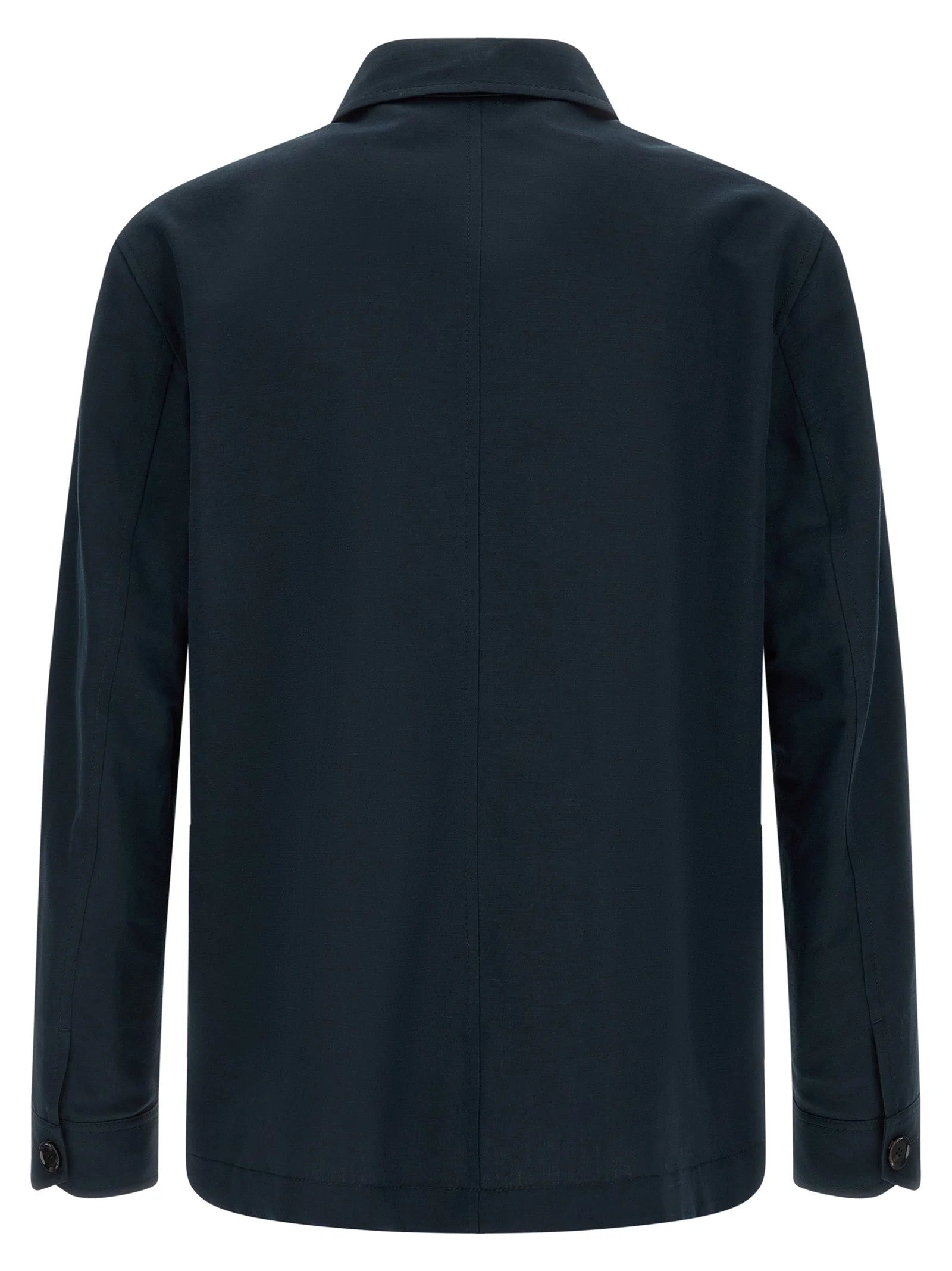Brioni Blue Linen Full-Length Jacket
