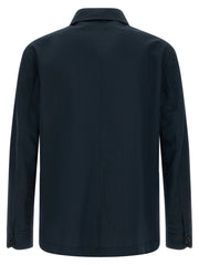 Brioni Blue Linen Full-Length Jacket