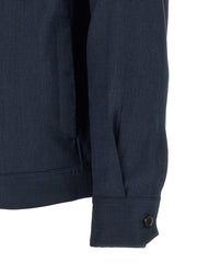 Brioni Blue Linen Full-Length Jacket