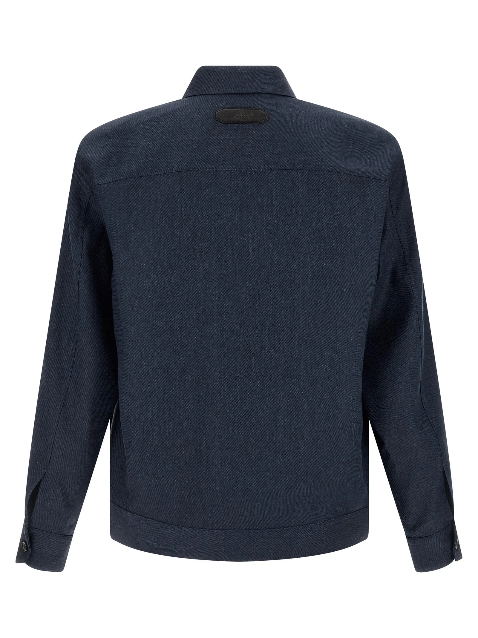 Brioni Blue Linen Full-Length Jacket
