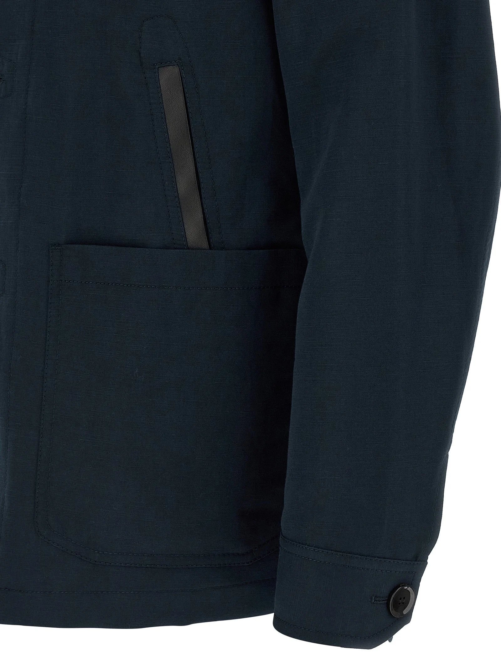 Brioni Blue Linen Full-Length Jacket