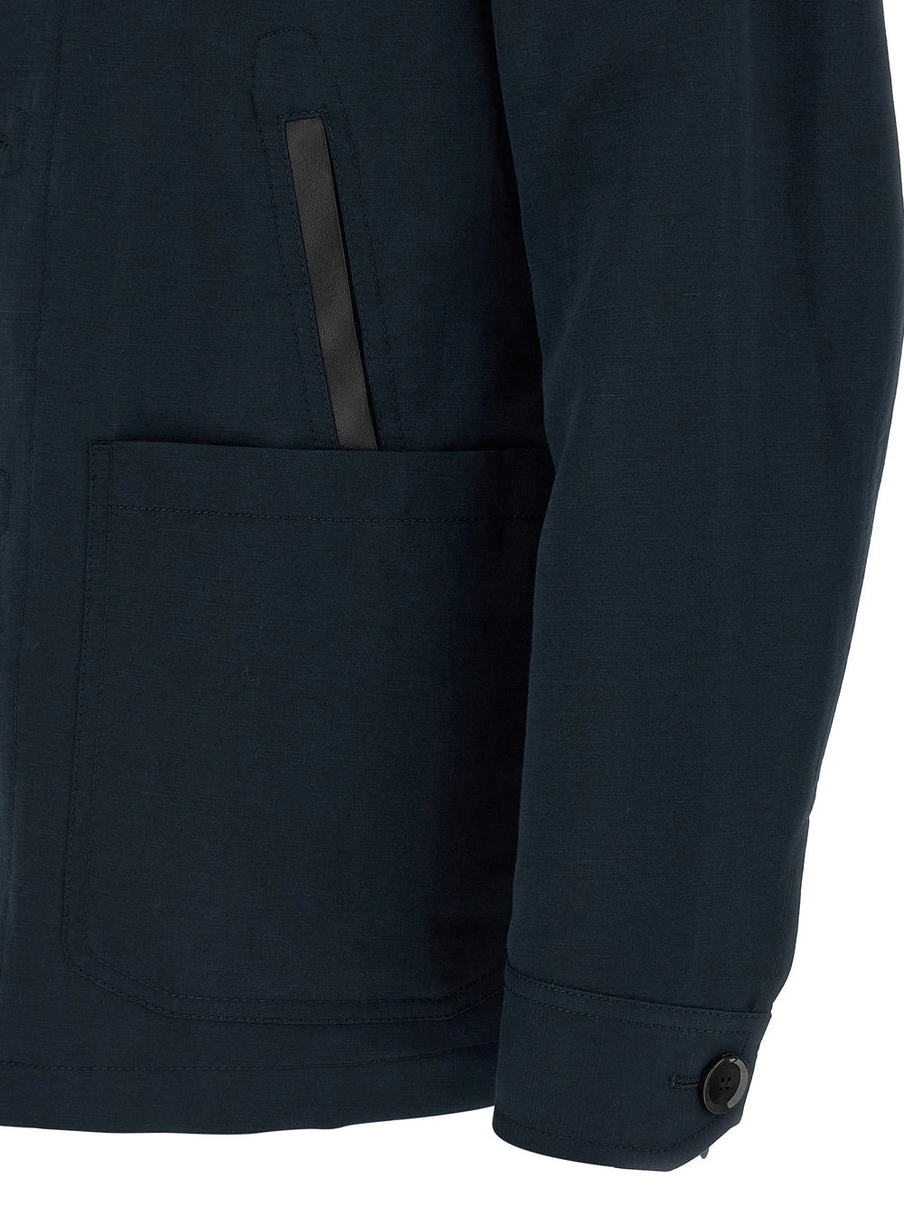 Brioni Blue Linen Full-Length Jacket