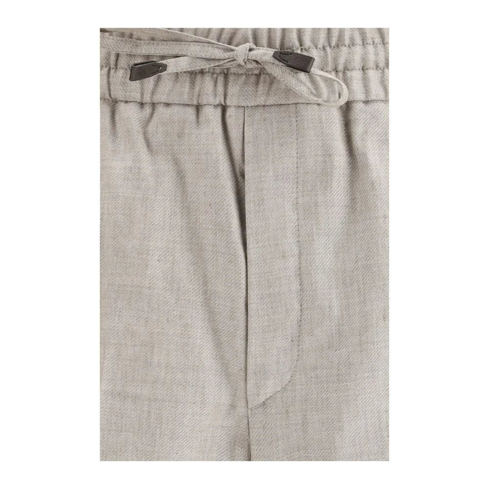 Brioni Gray Linen Casual Pants - Trousers