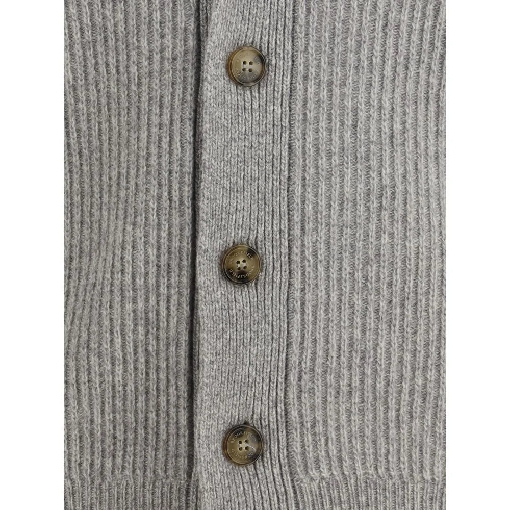 Brooksfield Gray Fleece Wool Cardigan - Cardigans
