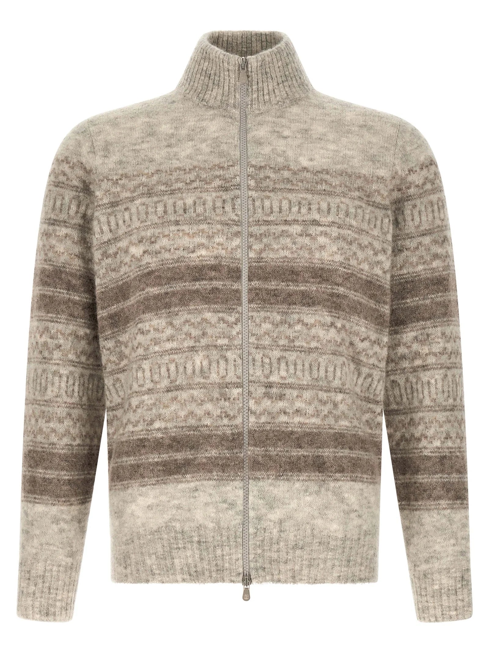 Brunello Cucinelli Beige Alpaca Leather Cardigan