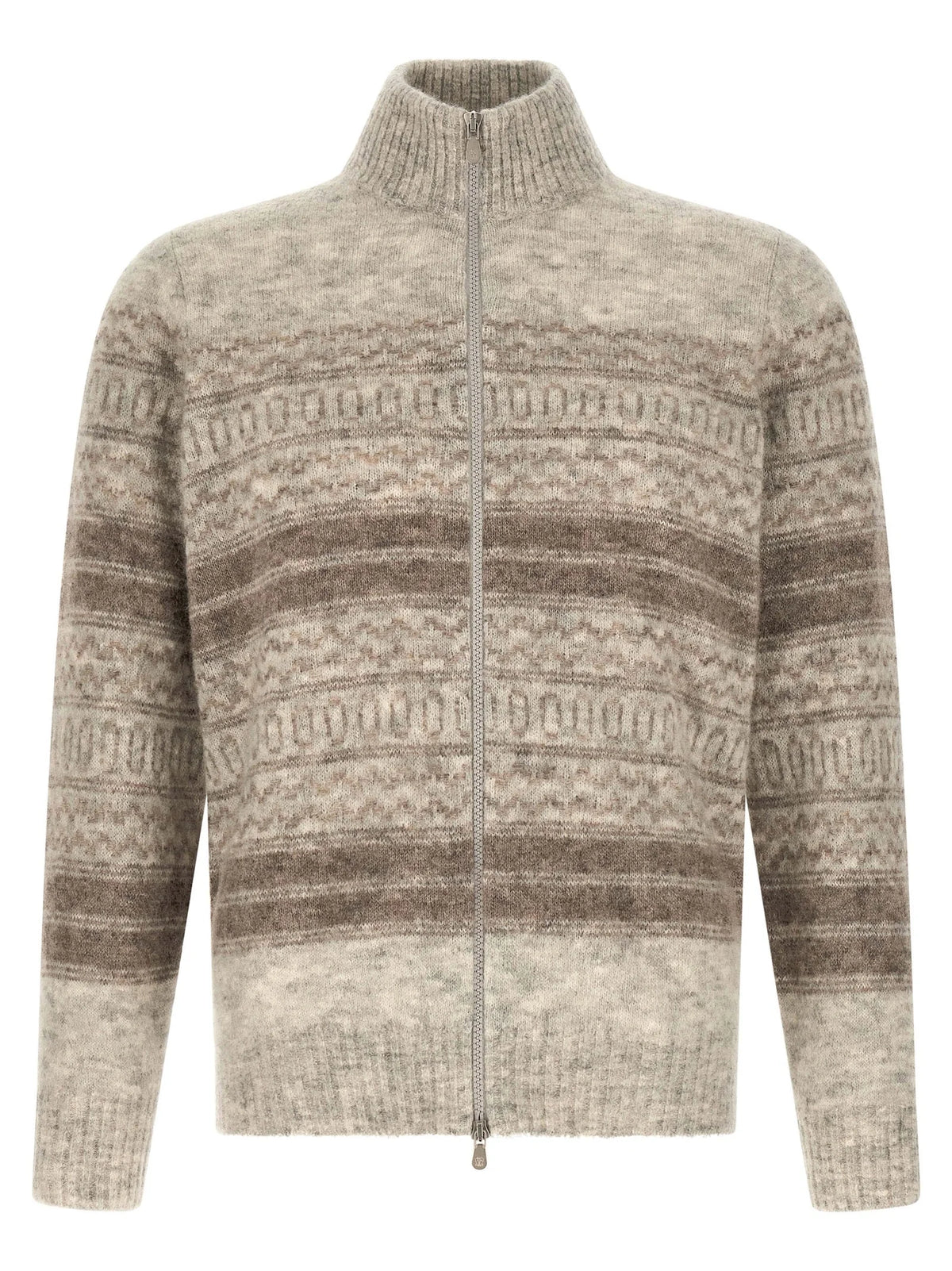 Brunello Cucinelli Beige Alpaca Leather Cardigan