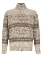 Brunello Cucinelli Beige Alpaca Leather Cardigan