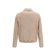 Brunello Cucinelli Beige Calf Leather Bos Taurus Bomber - XL